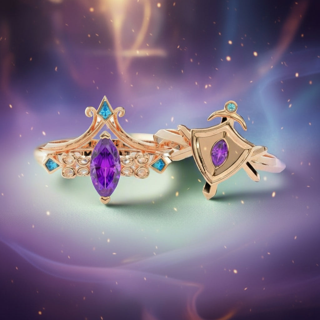 Paladin's Shield Ring (Unisex)- Video Game Inspired Rings in 14k Yellow Gold-Evani Naomi Jewelry