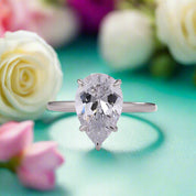 Pear Cut 3.5 ct Diamond White Gold Engagement Ring-Evani Naomi Jewelry