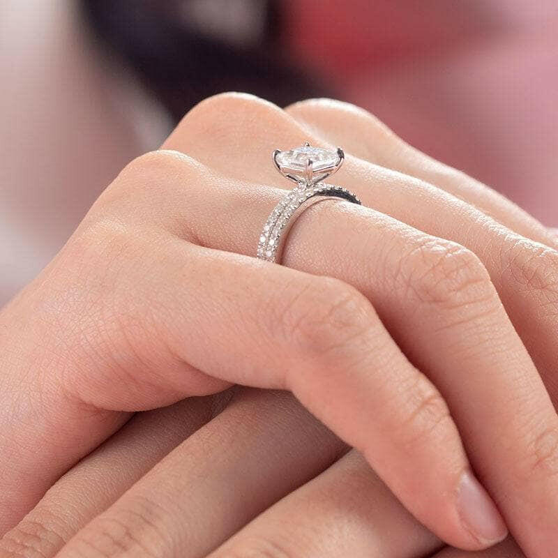 Princess-cut 1.0 ct Diamond Ring Set-Evani Naomi Jewelry