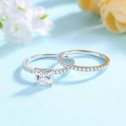 Princess-cut 1.0 ct Diamond Ring Set-Evani Naomi Jewelry