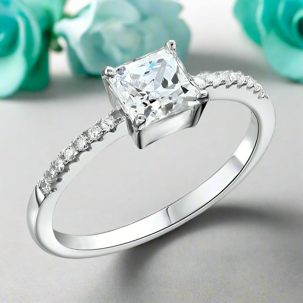 Princess-cut 1.00 ct Half-Eternity Diamond Engagement Ring-Evani Naomi Jewelry