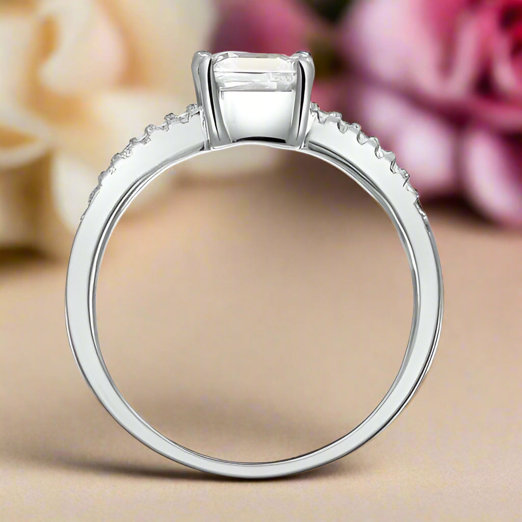 Princess-cut 1.00 ct Half-Eternity Diamond Engagement Ring-Evani Naomi Jewelry