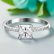 Princess-cut 1.00 ct Half-Eternity Diamond Engagement Ring-Evani Naomi Jewelry