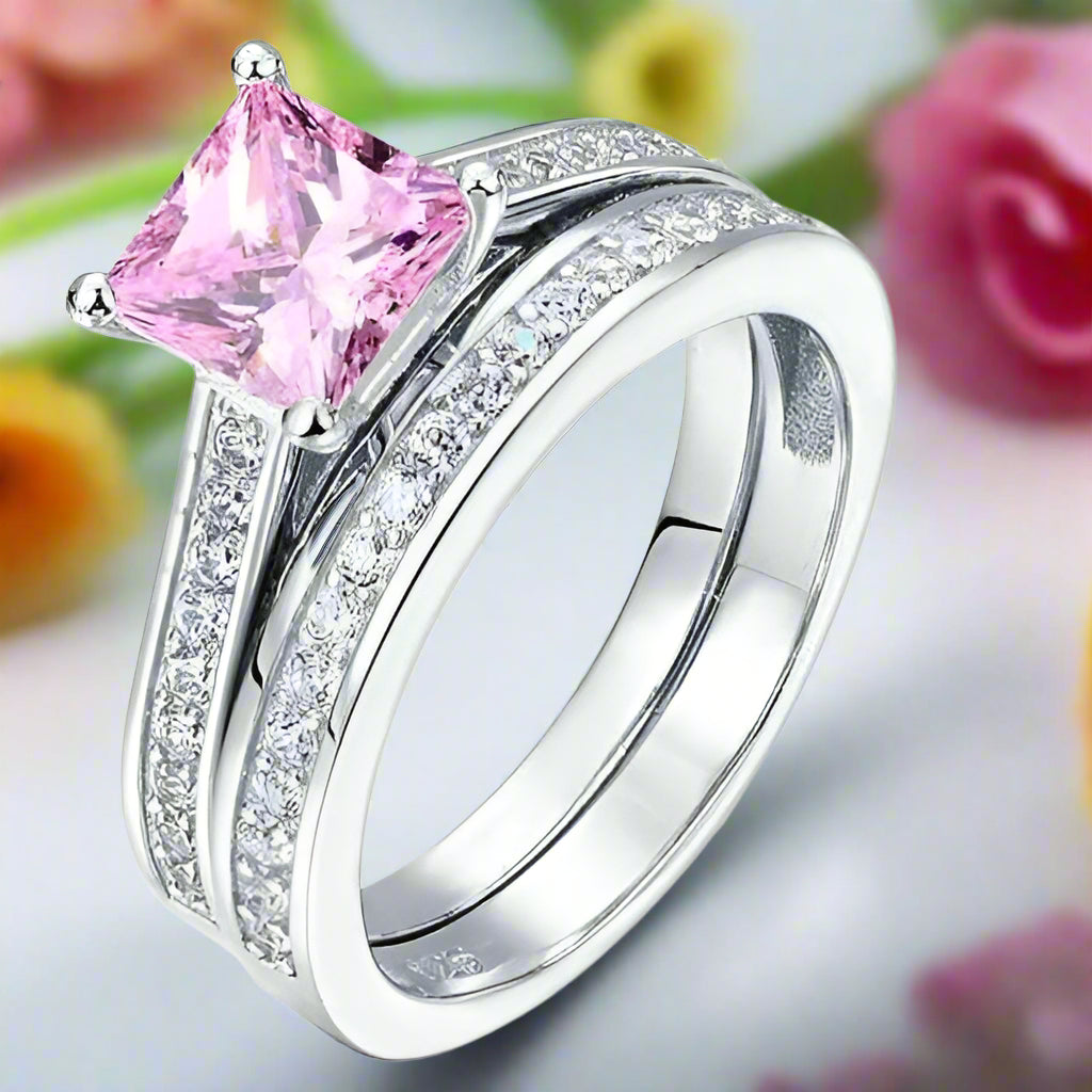 Princess-cut 1.5 ct Diamond Wedding Ring Set-Evani Naomi Jewelry