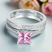 Princess-cut 1.5 ct Diamond Wedding Ring Set-Evani Naomi Jewelry