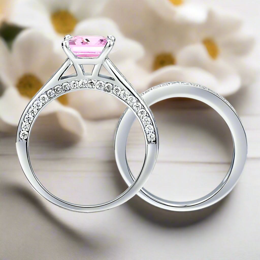 Princess-cut 1.5 ct Diamond Wedding Ring Set-Evani Naomi Jewelry