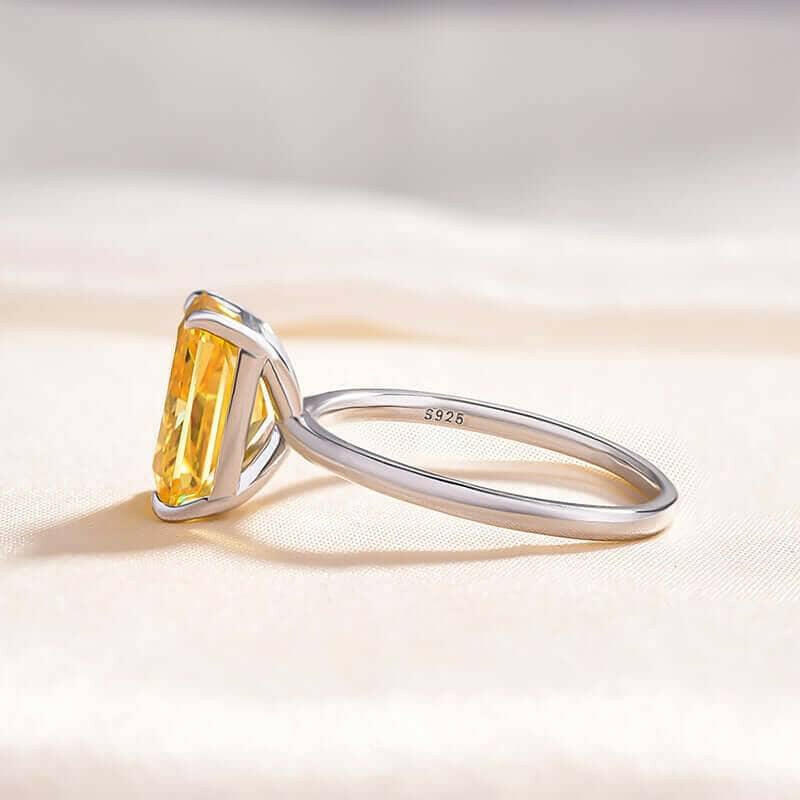Radiant Cut 5.0ct Yellow Sapphire White Gold Engagement Ring-Evani Naomi Jewelry