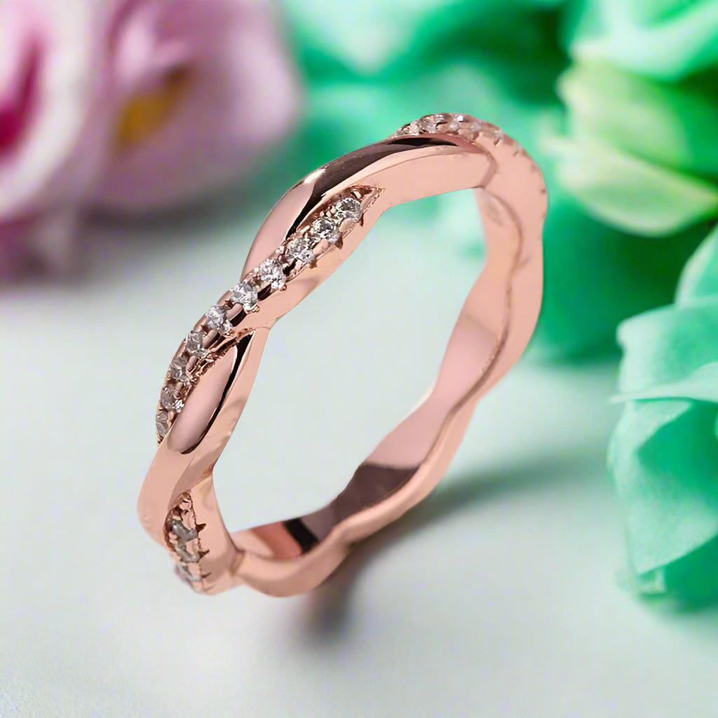 Rose Gold 0.8ct Infinity Twist Wedding Band-Evani Naomi Jewelry