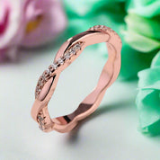 Rose Gold 0.8ct Infinity Twist Wedding Band-Evani Naomi Jewelry