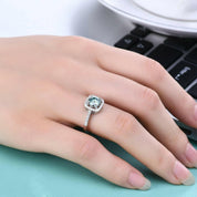Round 1.00 ct Diamond Cushion Halo Engagement Ring-Evani Naomi Jewelry
