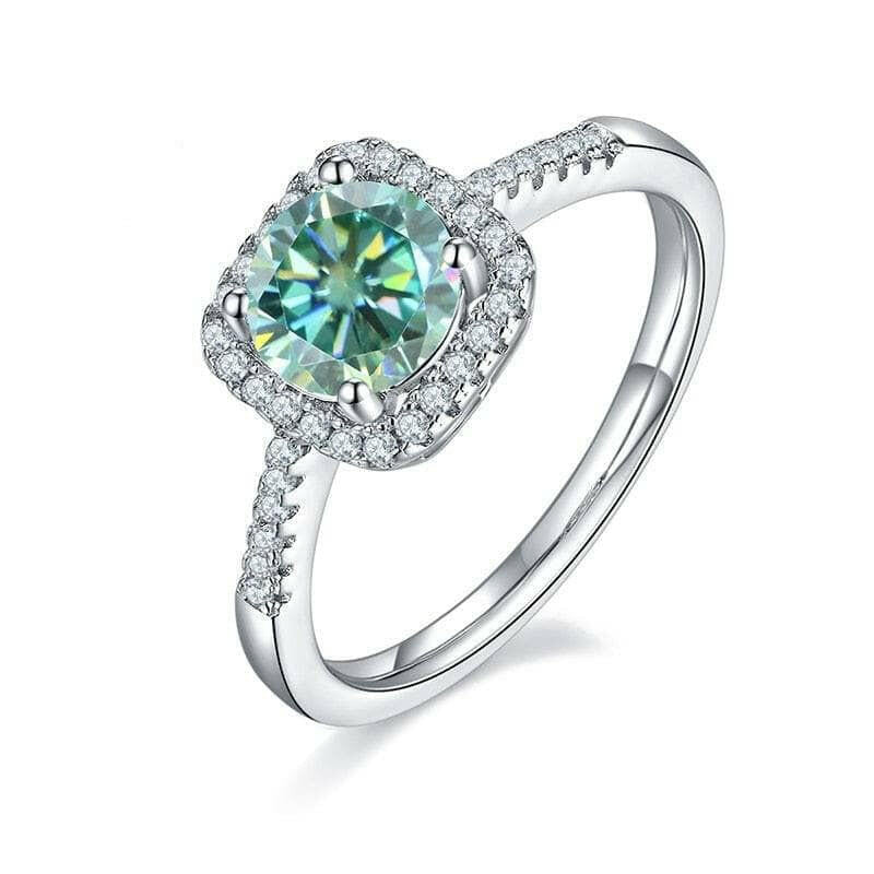 Round 1.00 ct Diamond Cushion Halo Engagement Ring-Evani Naomi Jewelry