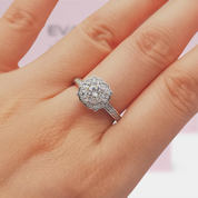 Round 1.00 ct Diamond Halo Channel Engagement Ring-Evani Naomi Jewelry