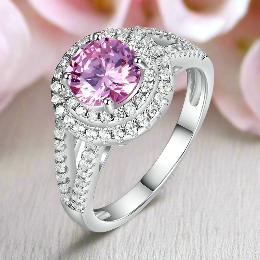 Round 1.25 ct Diamond Double-Halo Engagement Ring-Evani Naomi Jewelry