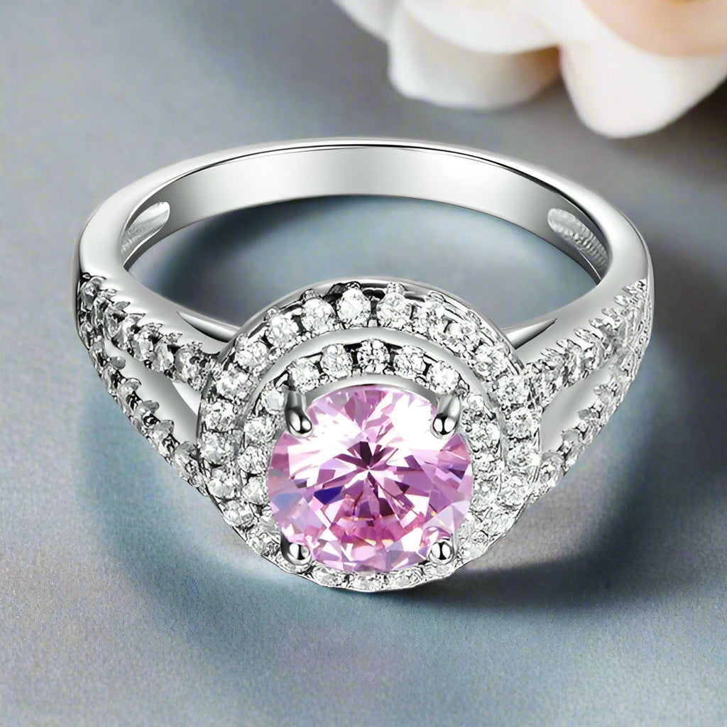 Round 1.25 ct Diamond Double-Halo Engagement Ring-Evani Naomi Jewelry