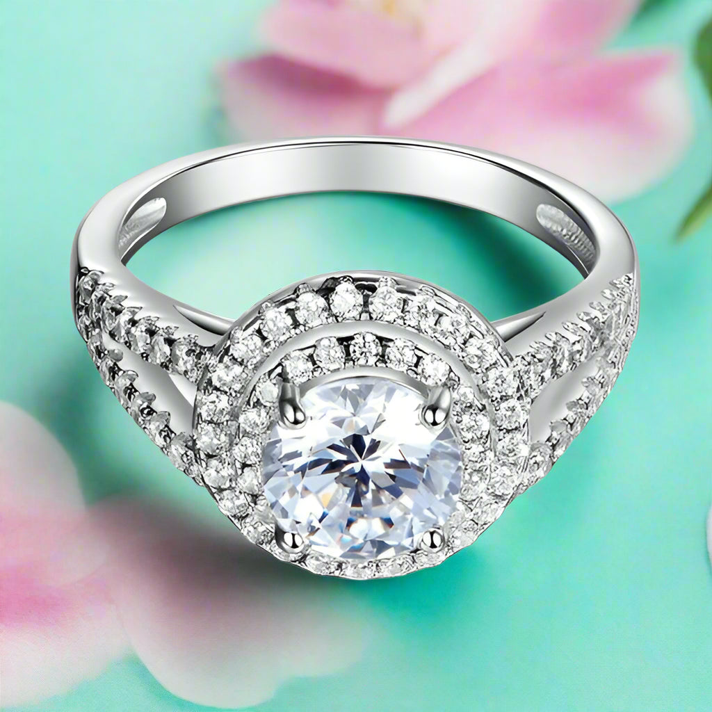 Round 1.25 ct Diamond Double-Halo Engagement Ring-Evani Naomi Jewelry