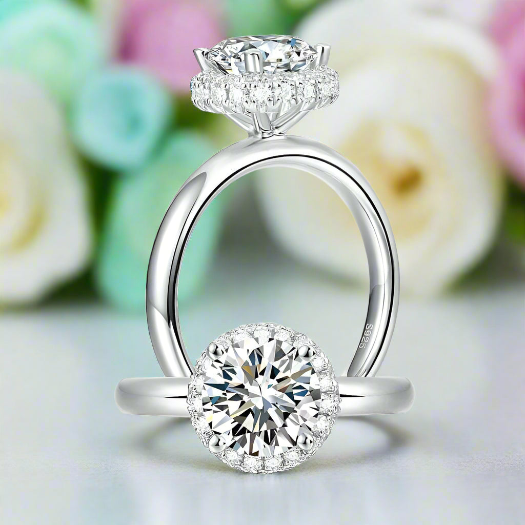 Round 1.50 ct Diamond Halo Engagement Ring-Evani Naomi Jewelry