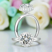 Round 1.50 ct Diamond Halo Engagement Ring-Evani Naomi Jewelry
