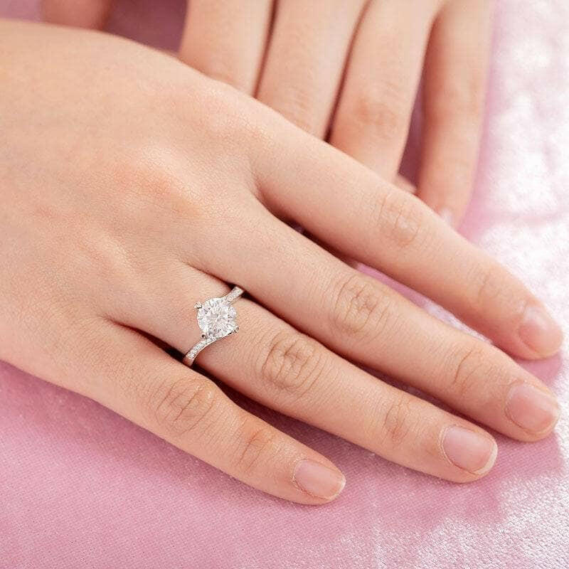 Round 1.50 ct Diamond Ring with Heart Shaped Prongs-Evani Naomi Jewelry