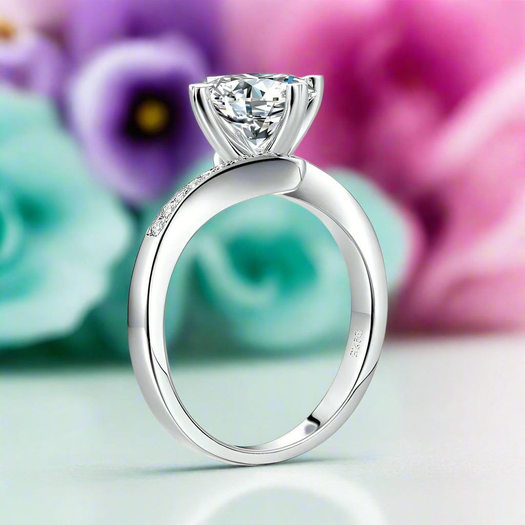 Round 1.50 ct Diamond Ring with Heart Shaped Prongs-Evani Naomi Jewelry