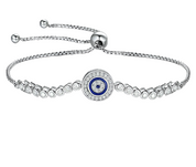 Round Blue Eye Diamond Bolo Adjustable Bracelet-Evani Naomi Jewelry