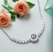 Round Blue Eye Diamond Bolo Adjustable Bracelet-Evani Naomi Jewelry