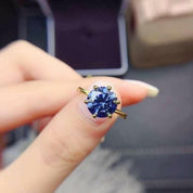 Round Cut 1.0 ct Blue Diamond Engagement Ring-Evani Naomi Jewelry