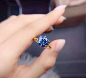 Round Cut 1.0 ct Blue Diamond Engagement Ring-Evani Naomi Jewelry
