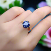 Round Cut 1.0 ct Blue Diamond Engagement Ring-Evani Naomi Jewelry