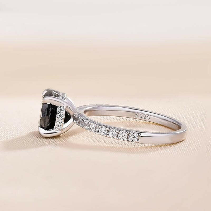 Round Cut 2.0ct Black Diamond White Gold Engagement Ring-Evani Naomi Jewelry
