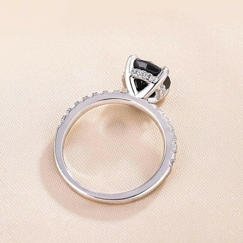 Round Cut 2.0ct Black Diamond White Gold Engagement Ring-Evani Naomi Jewelry