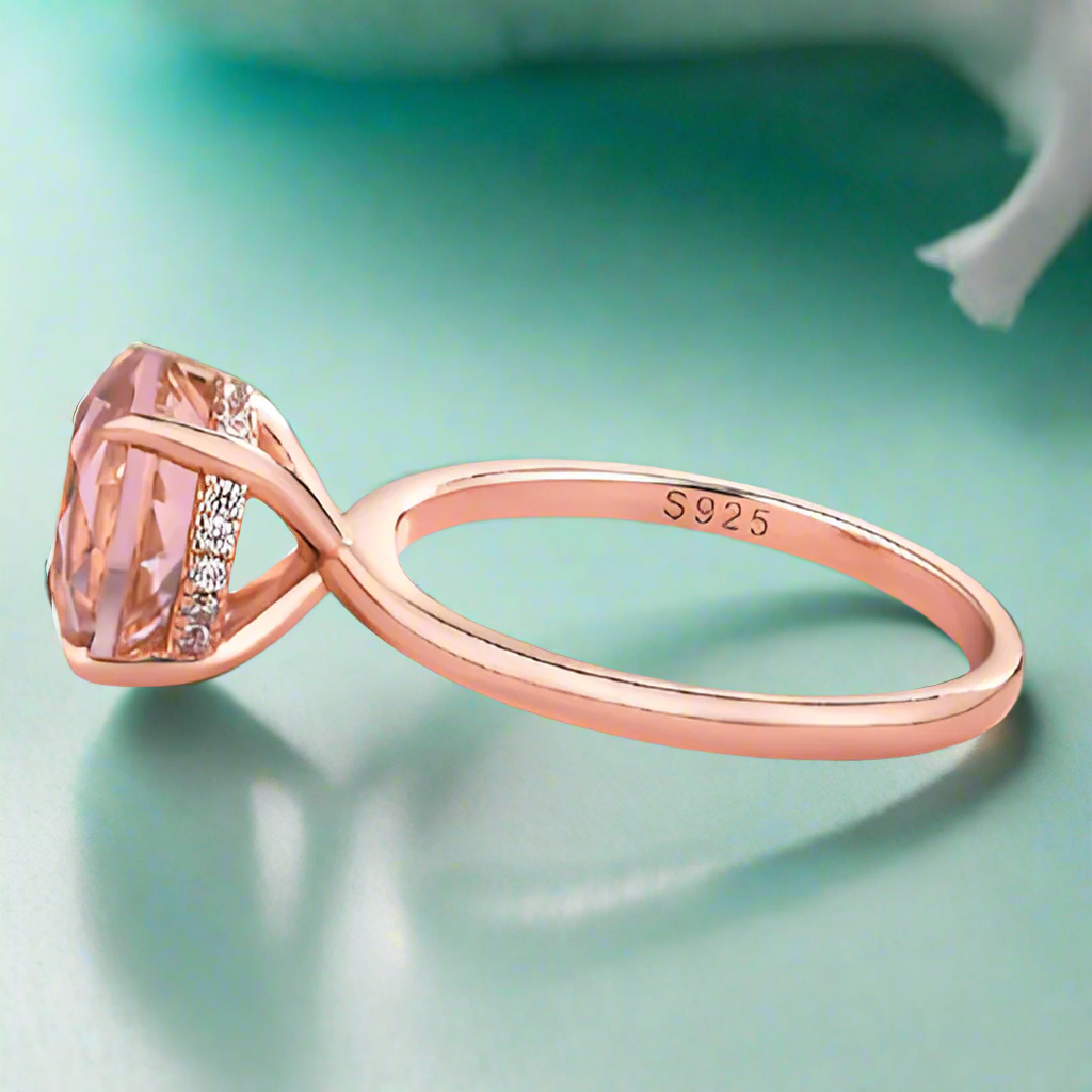 Round Cut 3.5ct Morganite Pink Diamond Engagement Ring-Evani Naomi Jewelry