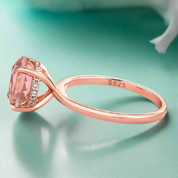 Round Cut 3.5ct Morganite Pink Diamond Engagement Ring-Evani Naomi Jewelry