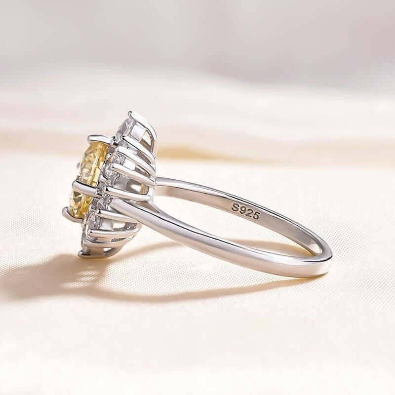 Round Cut Light Yellow Sapphire Snowflake Design Engagement Ring-Evani Naomi Jewelry