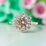 Round Cut Light Yellow Sapphire Snowflake Design Engagement Ring-Evani Naomi Jewelry