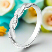 Round Diamond Stackable Twist Wedding Band-Evani Naomi Jewelry