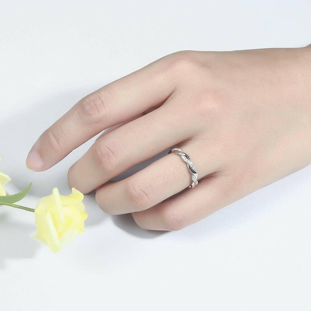 Round Diamond Stackable Twist Wedding Band-Evani Naomi Jewelry