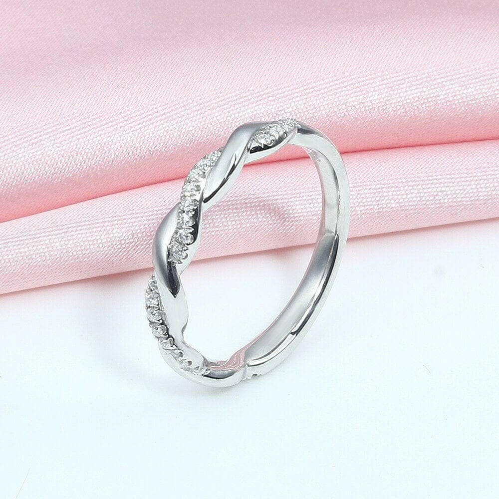 Round Diamond Stackable Twist Wedding Band-Evani Naomi Jewelry