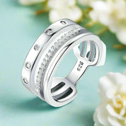 Round Diamond Three Layer Wedding Band-Evani Naomi Jewelry