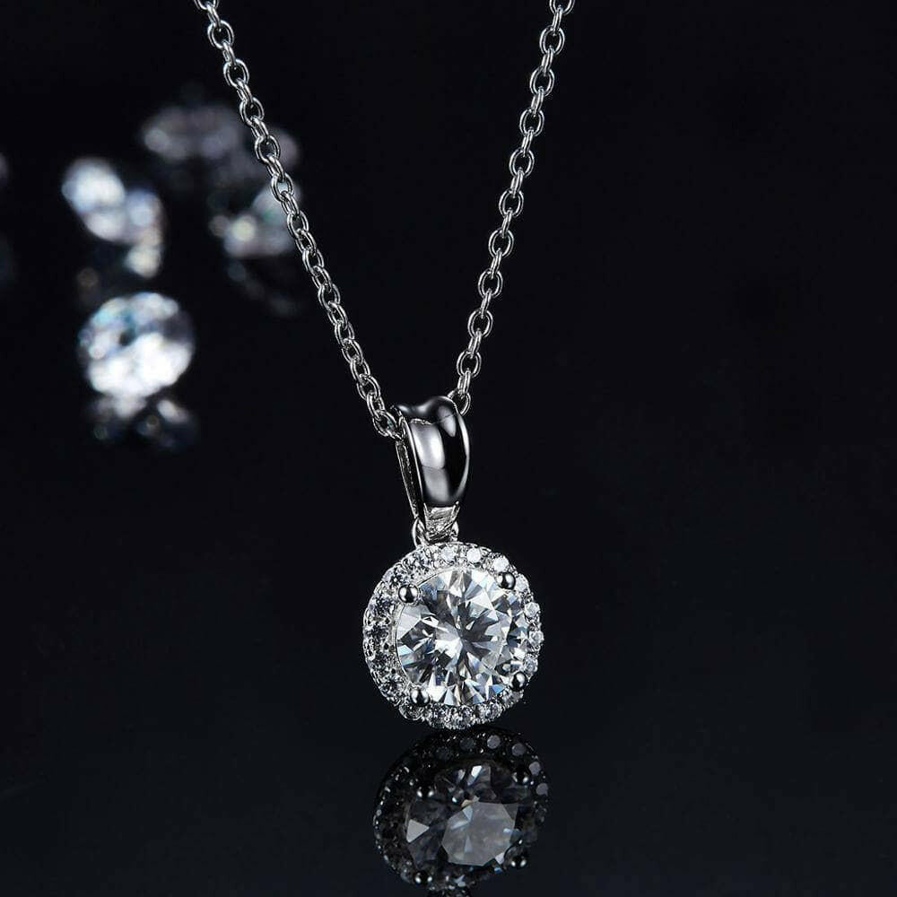 Round-cut 1.0 ct Diamond Halo Jewelry Set-Evani Naomi Jewelry