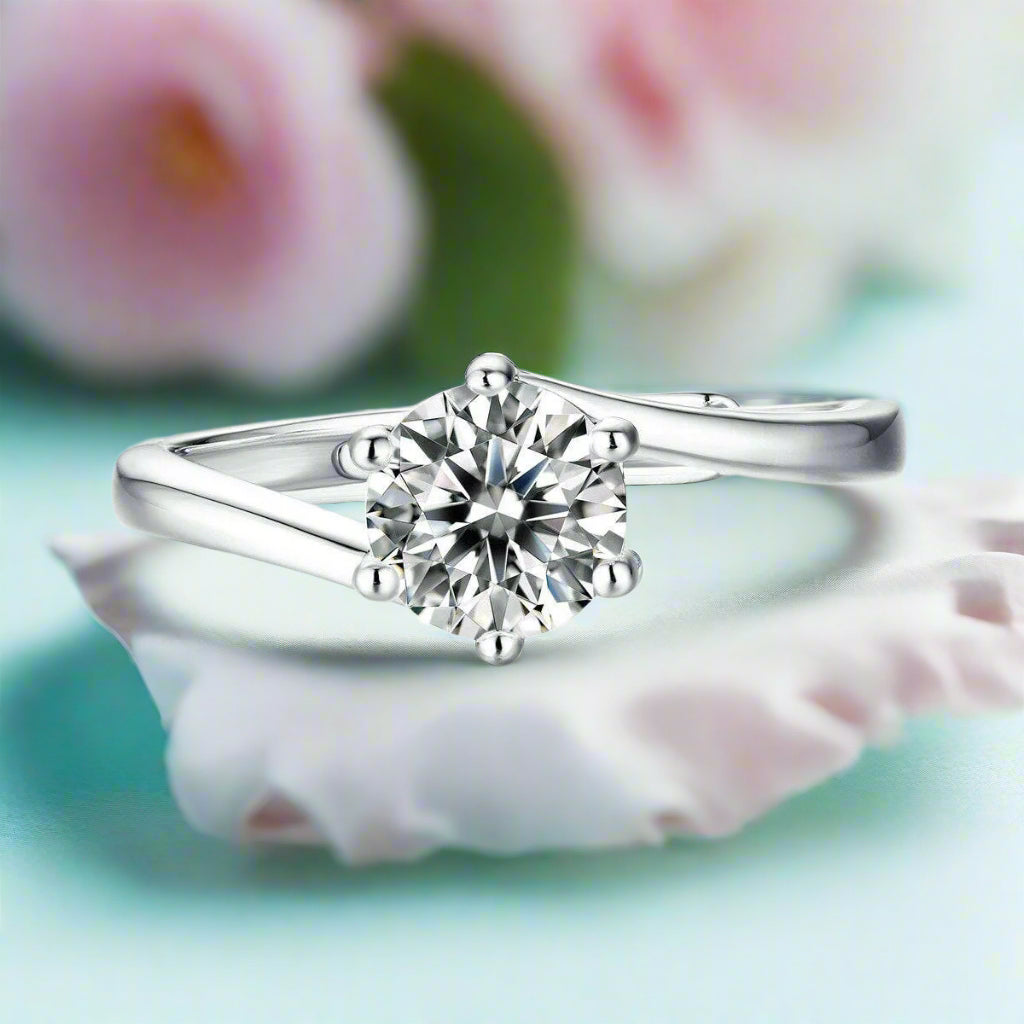 Round-cut 1.00 ct Diamond Tension Engagement Ring-Evani Naomi Jewelry