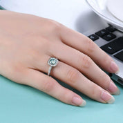 Round-cut 1.00 ct Green Diamond Halo Engagement Ring-Evani Naomi Jewelry