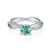 Round-cut 1.00 ct Green Diamond Split Shank Engagement Ring-Evani Naomi Jewelry