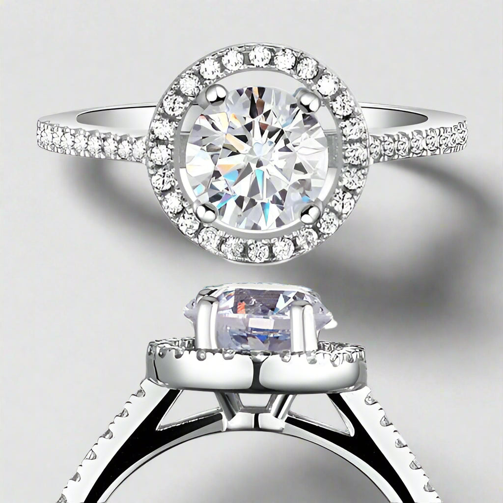Round-cut 1.25 ct Diamond Halo Engagement Ring-Evani Naomi Jewelry