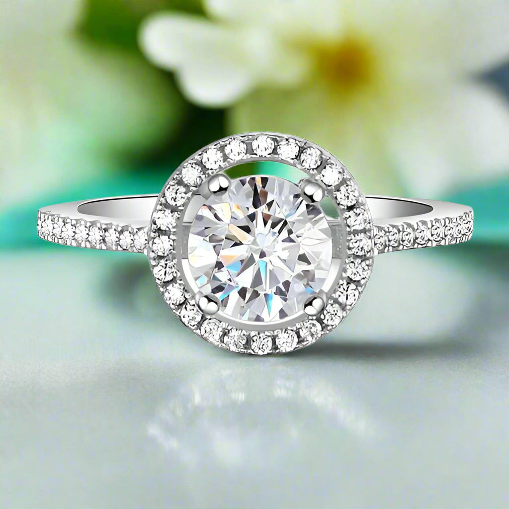 Round-cut 1.25 ct Diamond Halo Engagement Ring-Evani Naomi Jewelry