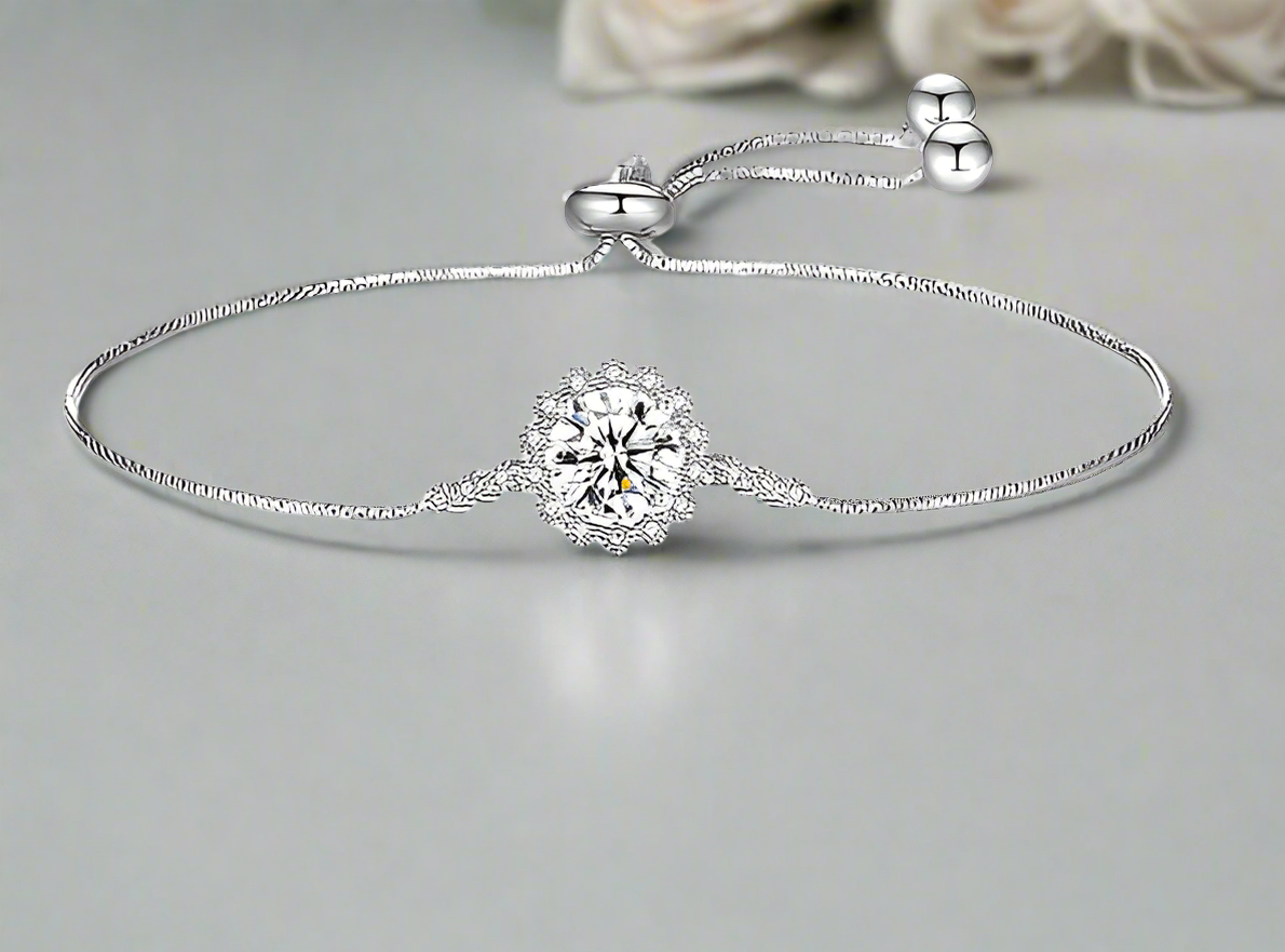 Snowflake Shaped Round-cut Diamond Bracelet-Evani Naomi Jewelry