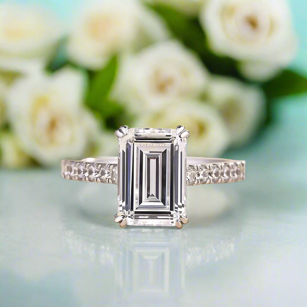 Stunning 3.0 ct Emerald Cut Diamond Engagement Ring-Evani Naomi Jewelry