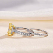 Stunning Radiant Cut 3.0ct Yellow Sapphire Bridal Set-Evani Naomi Jewelry