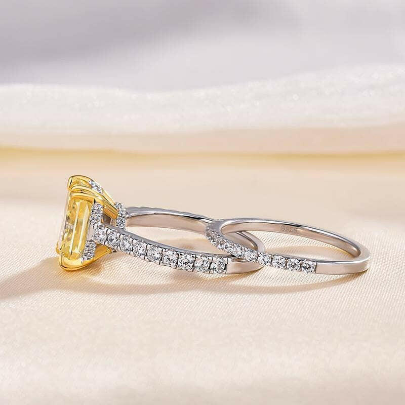 Stunning Radiant Cut 3.0ct Yellow Sapphire Bridal Set-Evani Naomi Jewelry