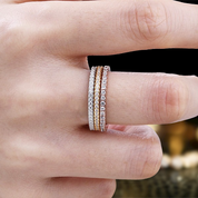 Three Pieces Full Eternity Stackable Wedding Band Set-Evani Naomi Jewelry