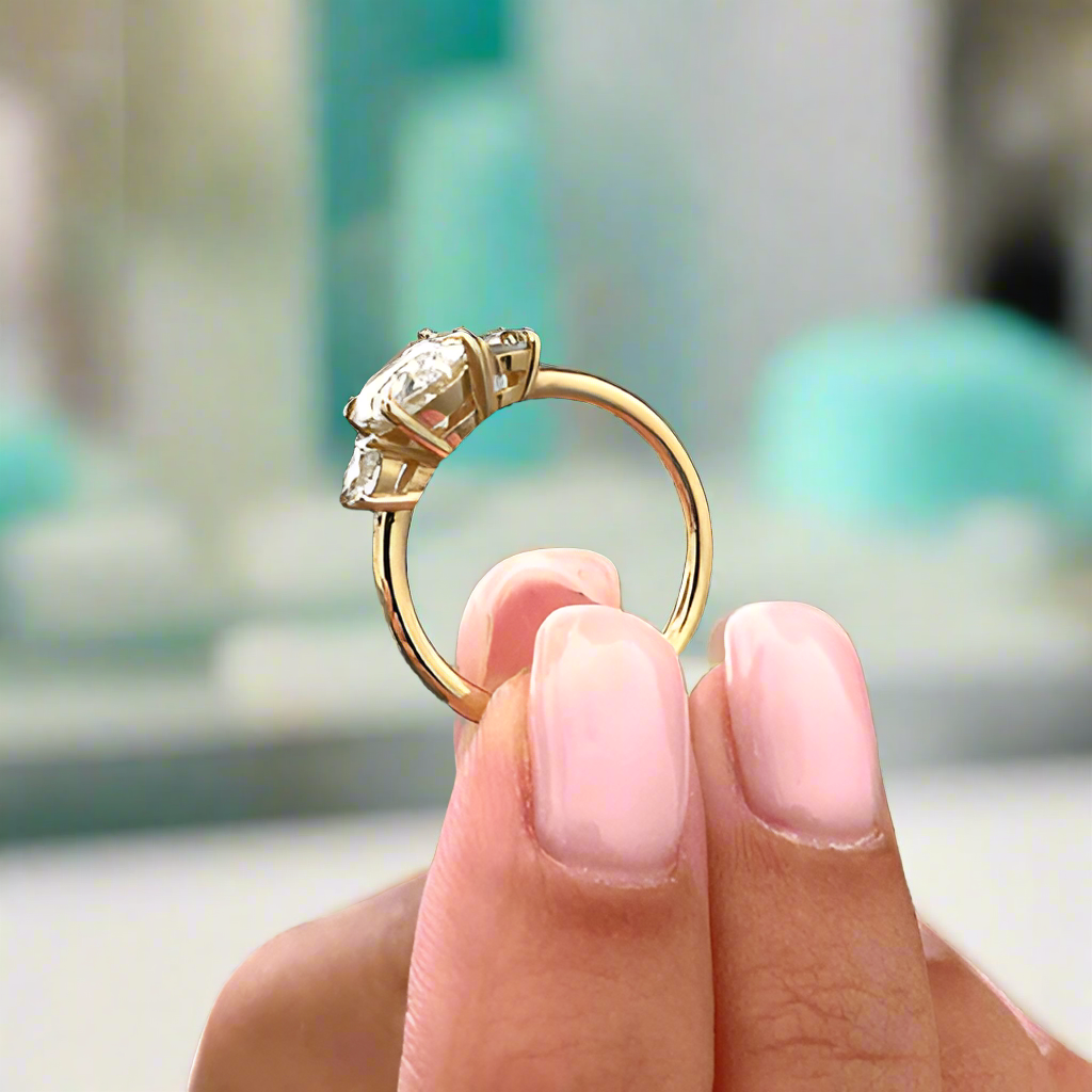 Three Stone 14k Yellow Gold Engagement Ring-Evani Naomi Jewelry